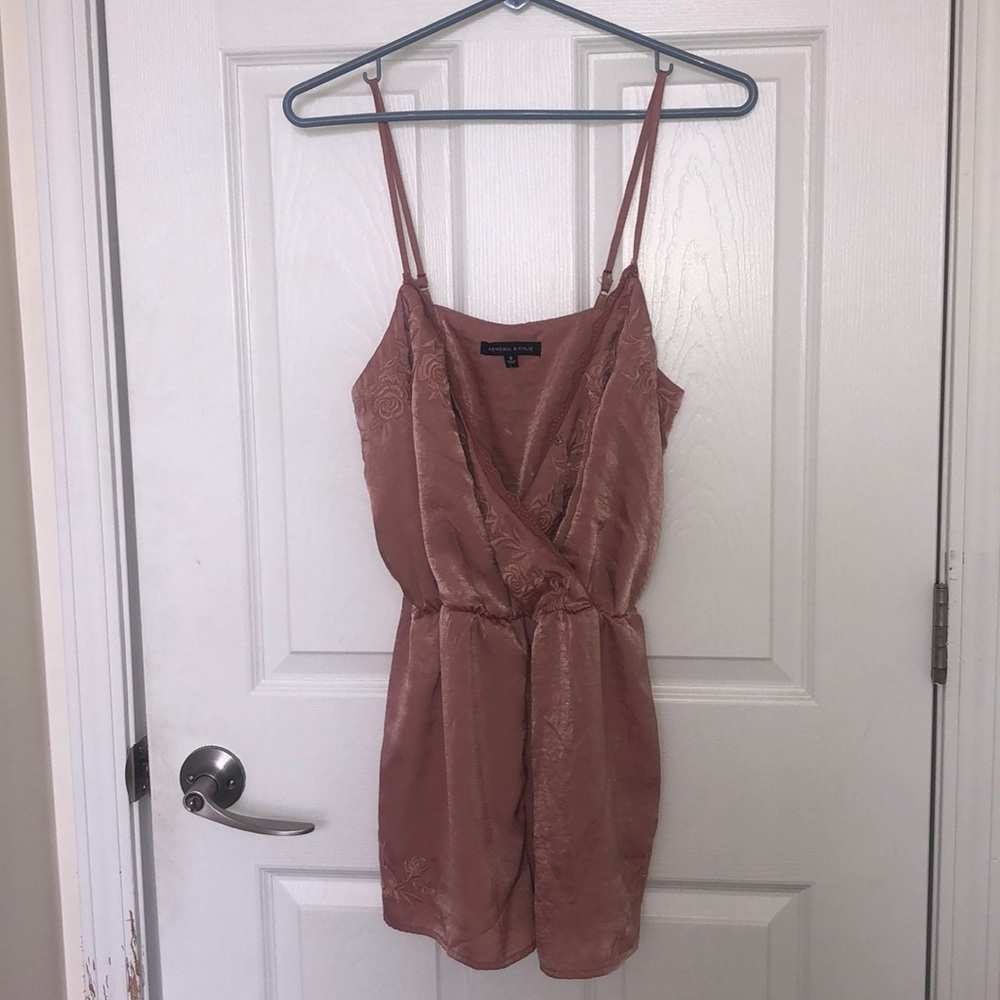 pink silk romper